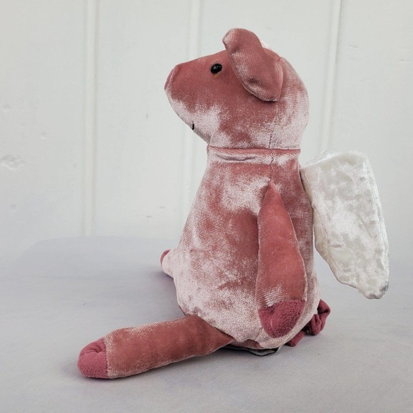 JellyCat 10 inch Piggy Might Fly Plush Crushed Velvet Pig Wings Stuffed Toy - Picture 4 of 10